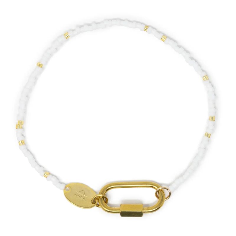 Beaded Charm Bracelet - White and Gold