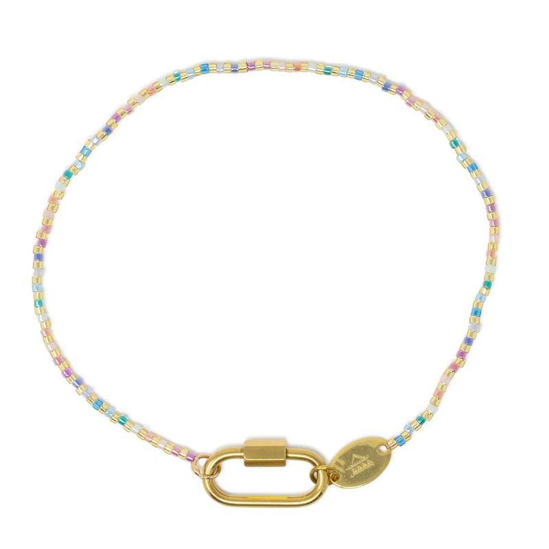 Beaded Charm Anklet - Pastel Rainbow