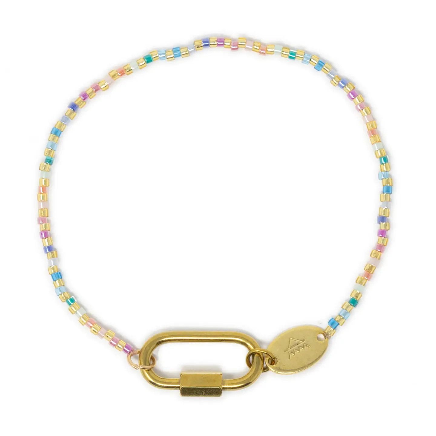 Beaded Charm Bracelet - Pastel Rainbow