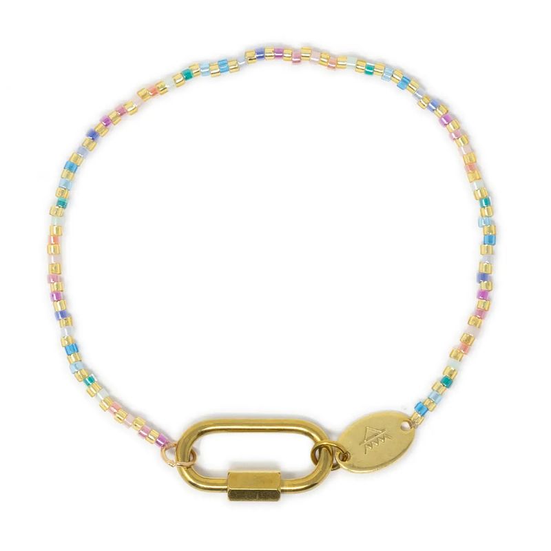 Beaded Charm Bracelet - Pastel Rainbow