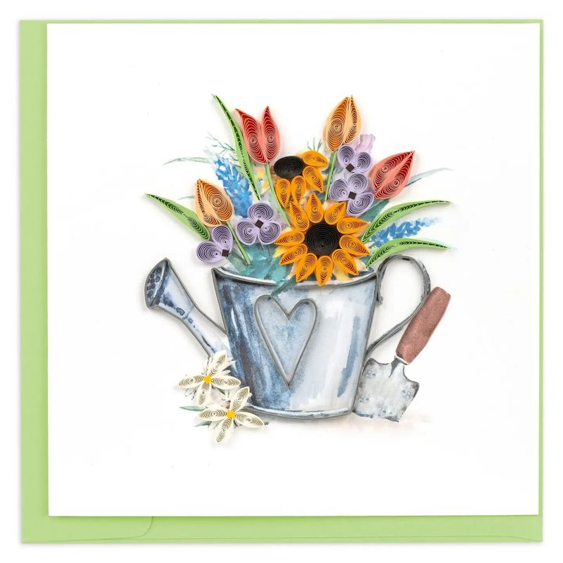 Gardener's Watering Can Quilled Card