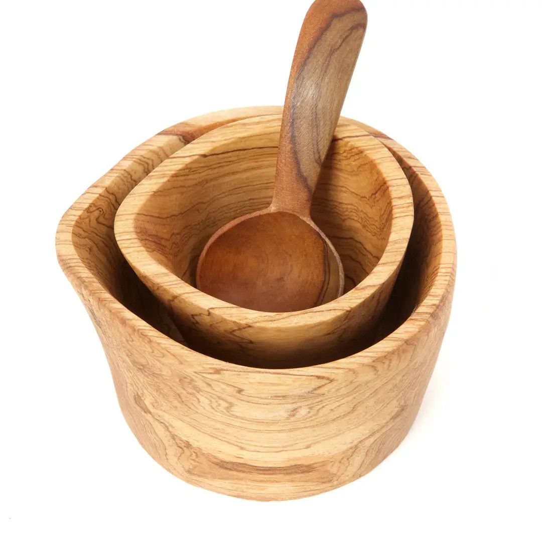 Wild Olive Wood Cream and Sugar Set