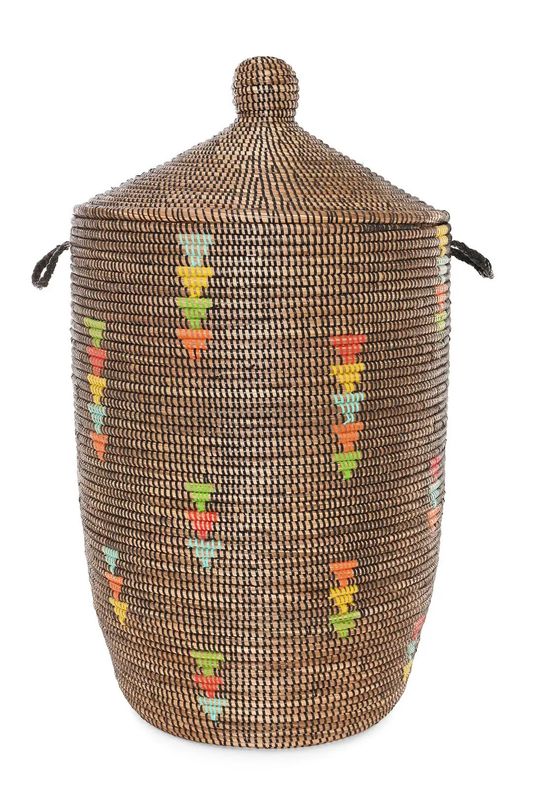 Basket Lidded Hamper Prism Triangles 31"