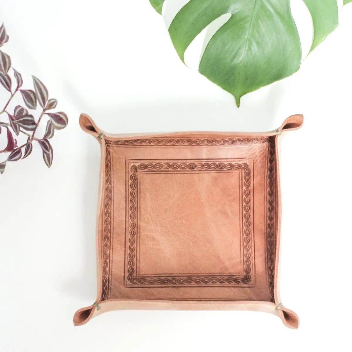 Hand-Stamped Leather Valet Tray