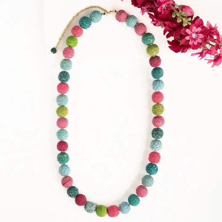 Kantha Threaded Bloom Necklace