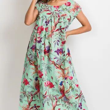 Ishani Cotton Caftan Turquoise, Size: S/M