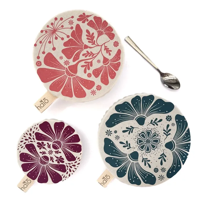Retrobloom Screen Print Dish Covers Set of 3 Small