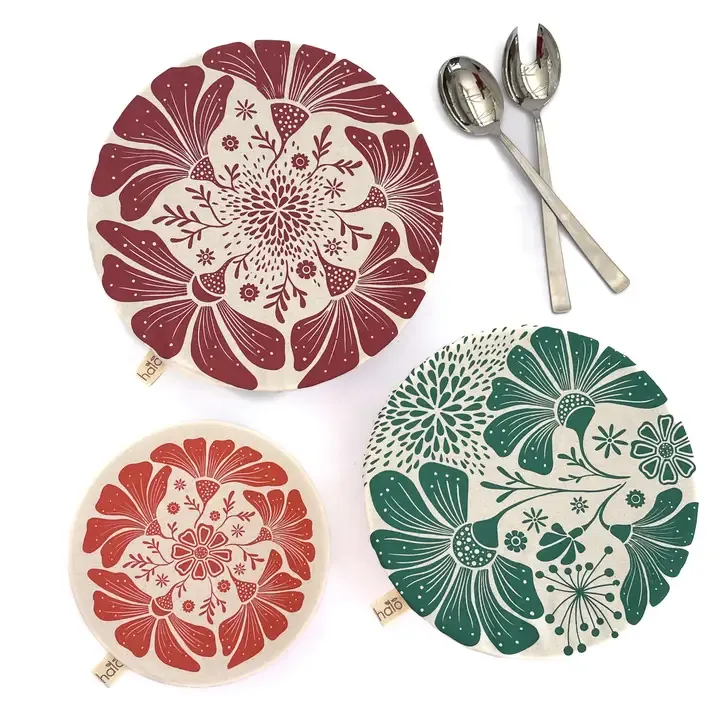 Retrobloom Screen Print Dish Covers Set of 3 Large