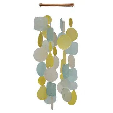 Capiz Round Chime Aqua Yellow