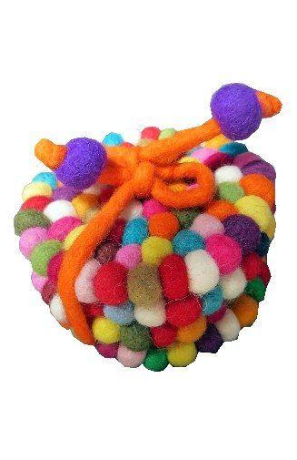 Felted Bright Ball Coaster Set of 4
