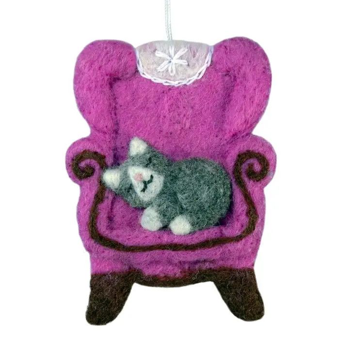Cat Napping Felted Ornament