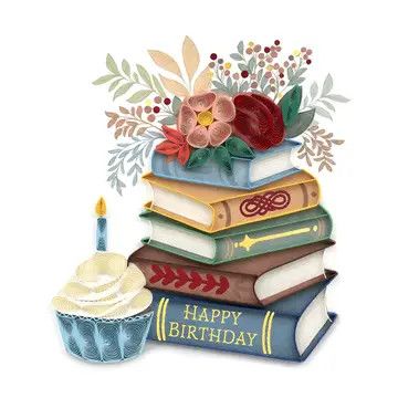 Books &amp; Cupcake Quilled Card