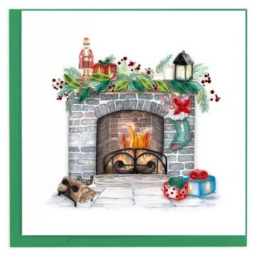 Cozy Holiday Fireplace Quilled Card