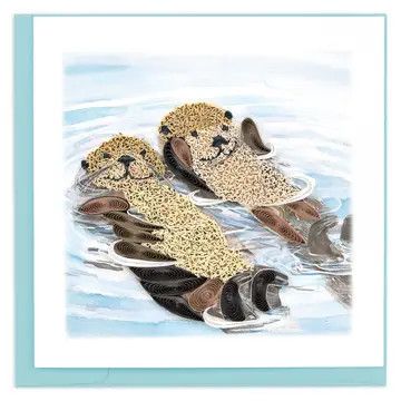 Hugging Otters Quilled Card