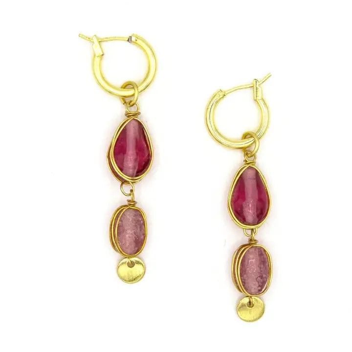 Sherbet Glass Bead Drop Earrings