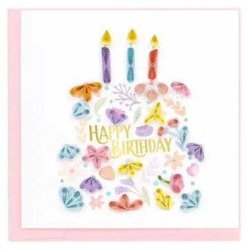 Floral Birthday Cake Quilled Card
