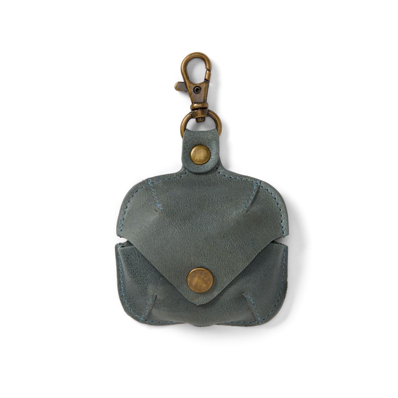 Blue-Gray Leather Earbud Case