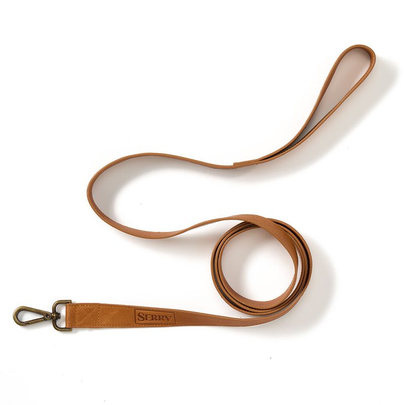 Camel Leather Pet Leash - 74.5"