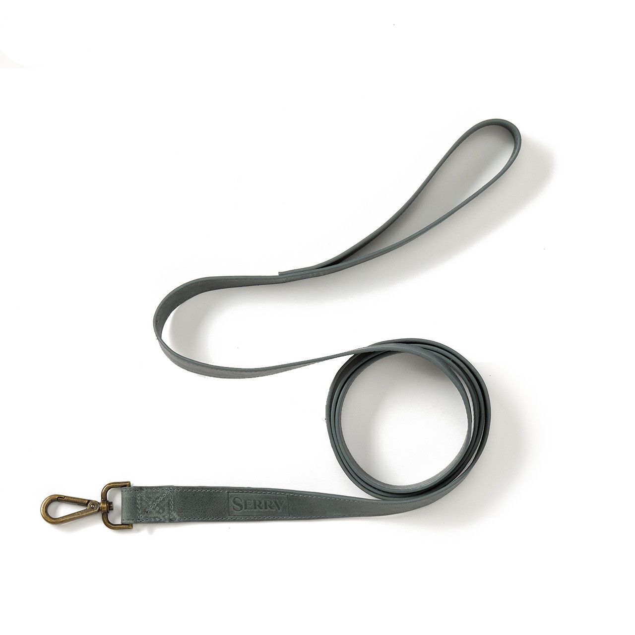 Blue-Gray Leather Pet Leash - 74.5"
