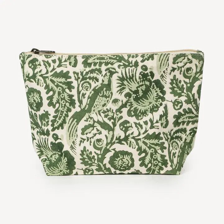 Block Print Waterproof Pouch Peacock