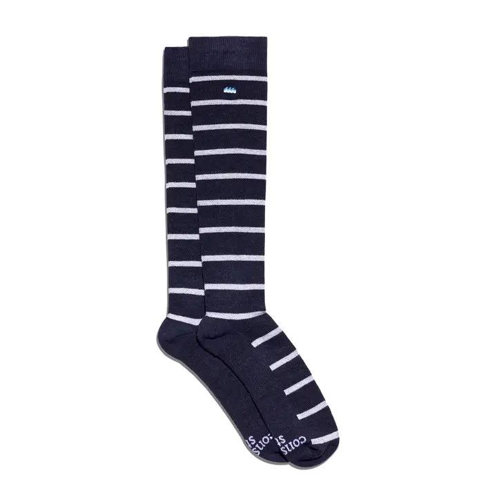 Compression Socks That Protect Oceans Navy Stripe, Size: Small