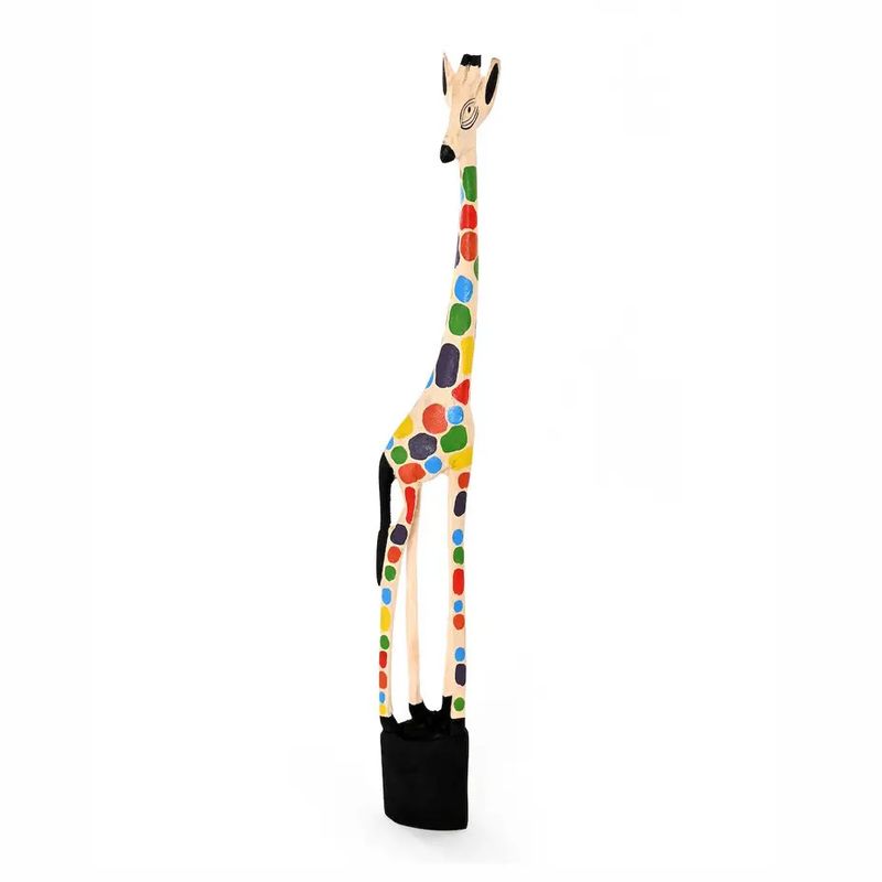 Hand-Carved Jacaranda Wood Giraffe Colorful