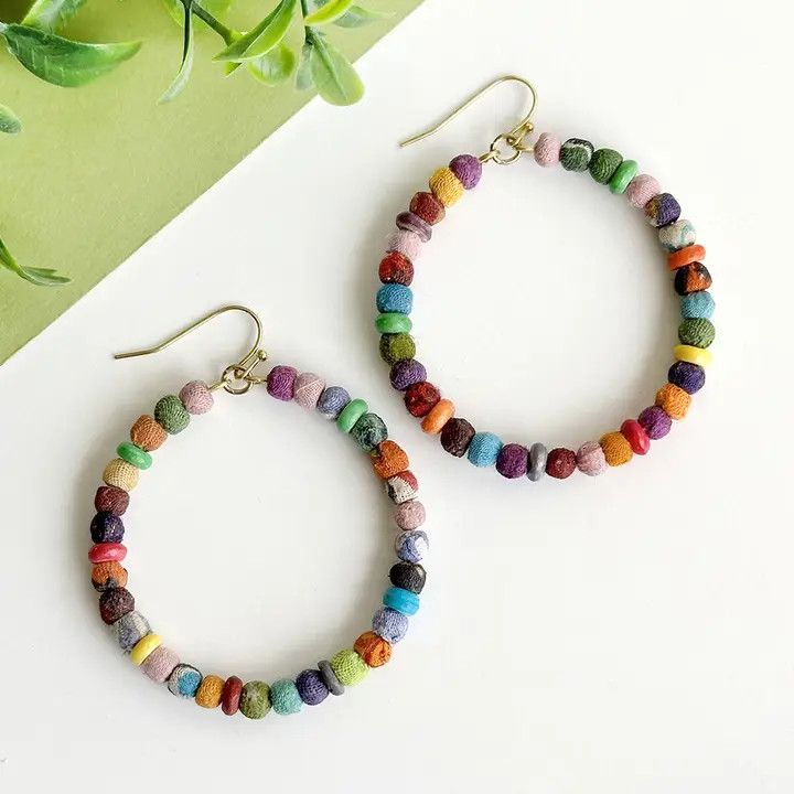 Milieu Color Kantha Drop Earrings