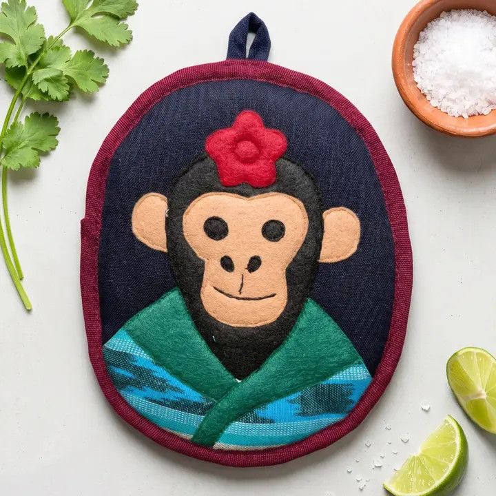 Kahlo Inspired Potholder Fulang-Chang the Monkey
