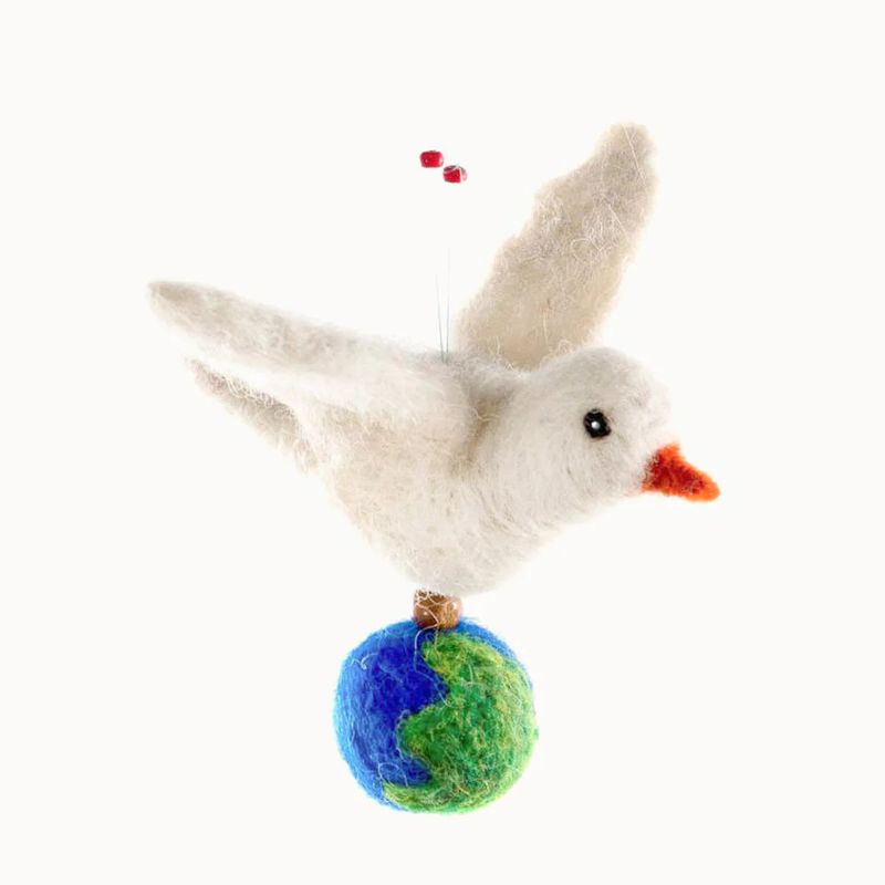 Peace On Earth Dove Felted Ornament