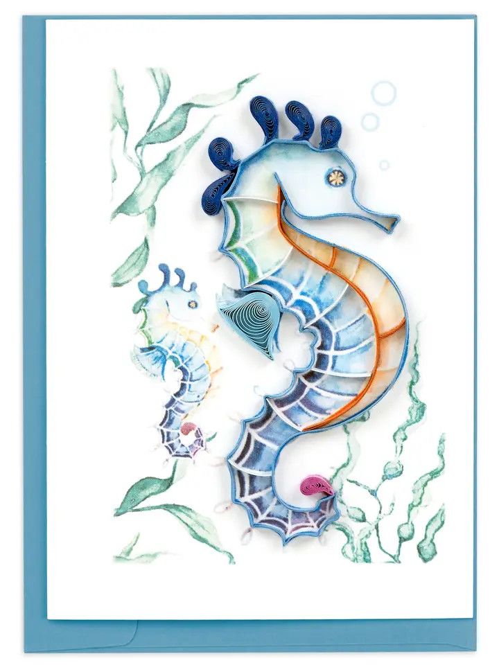Colorful Seahorse Quilled Gift Enclosure Card