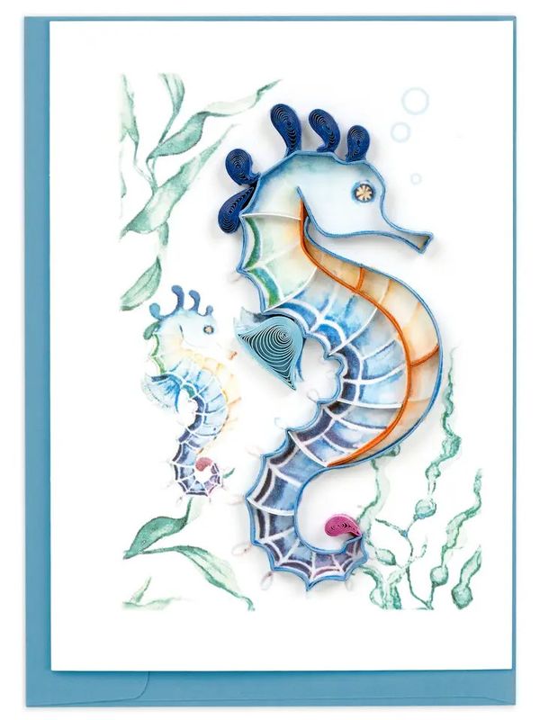 Colorful Seahorse Quilled Gift Enclosure Card