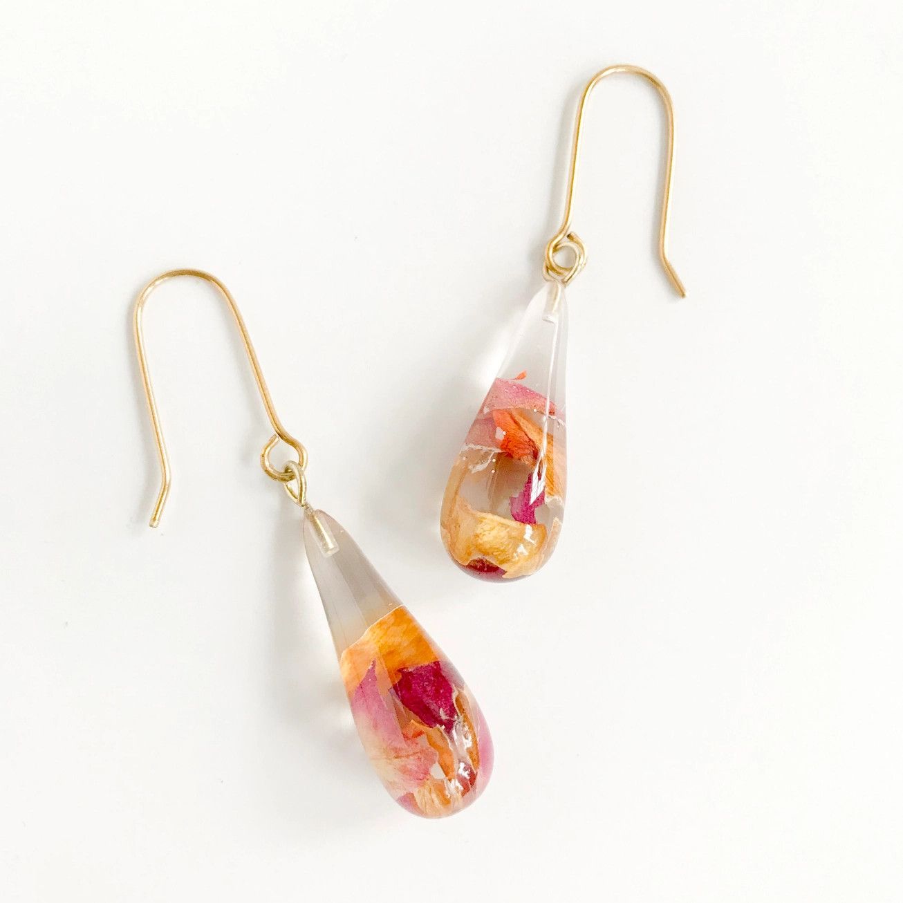 Teardrop Rose Petal Earrings