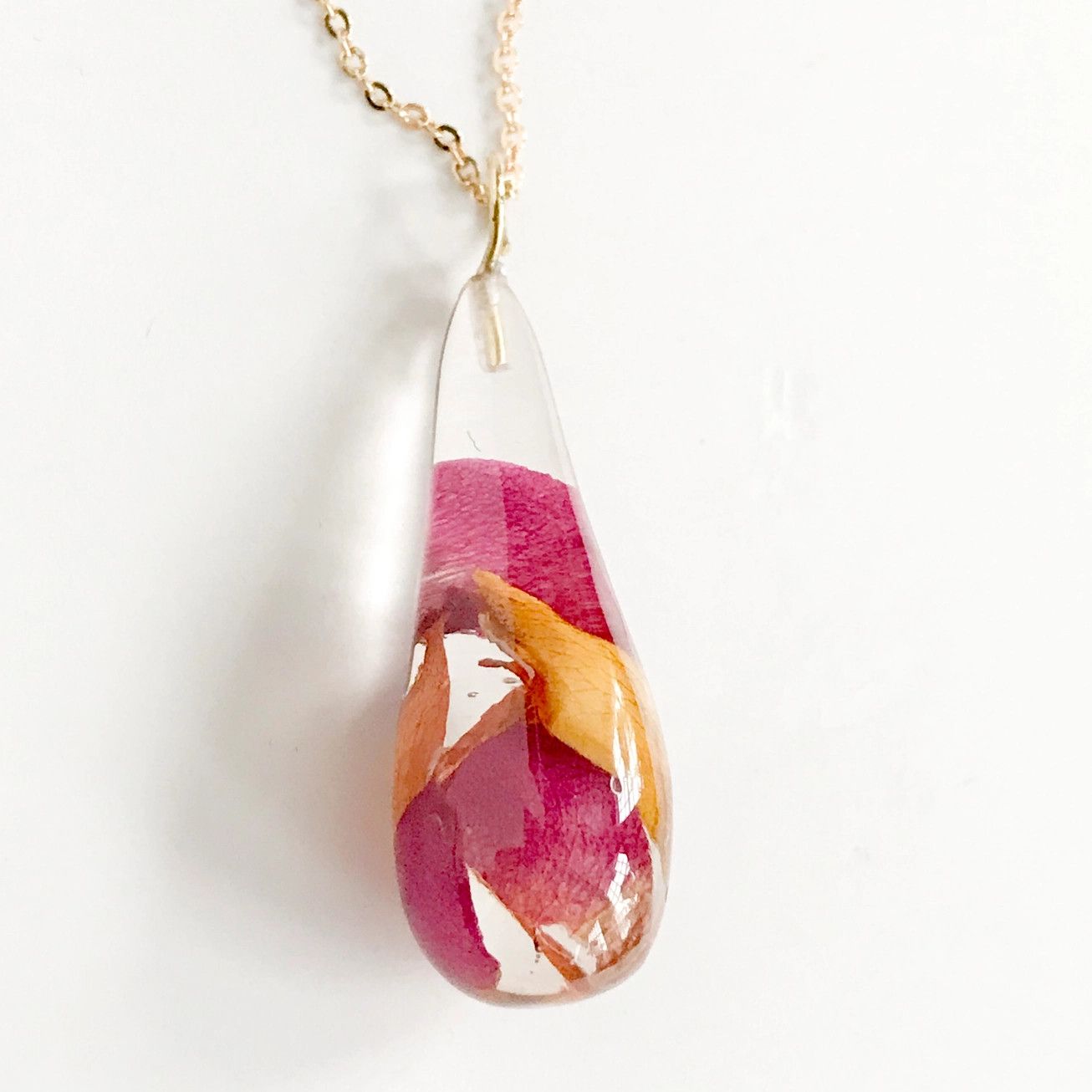 Teardrop Rose Petal Necklace