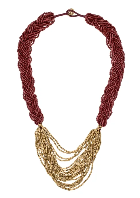 Garnet Braided Hema Necklace