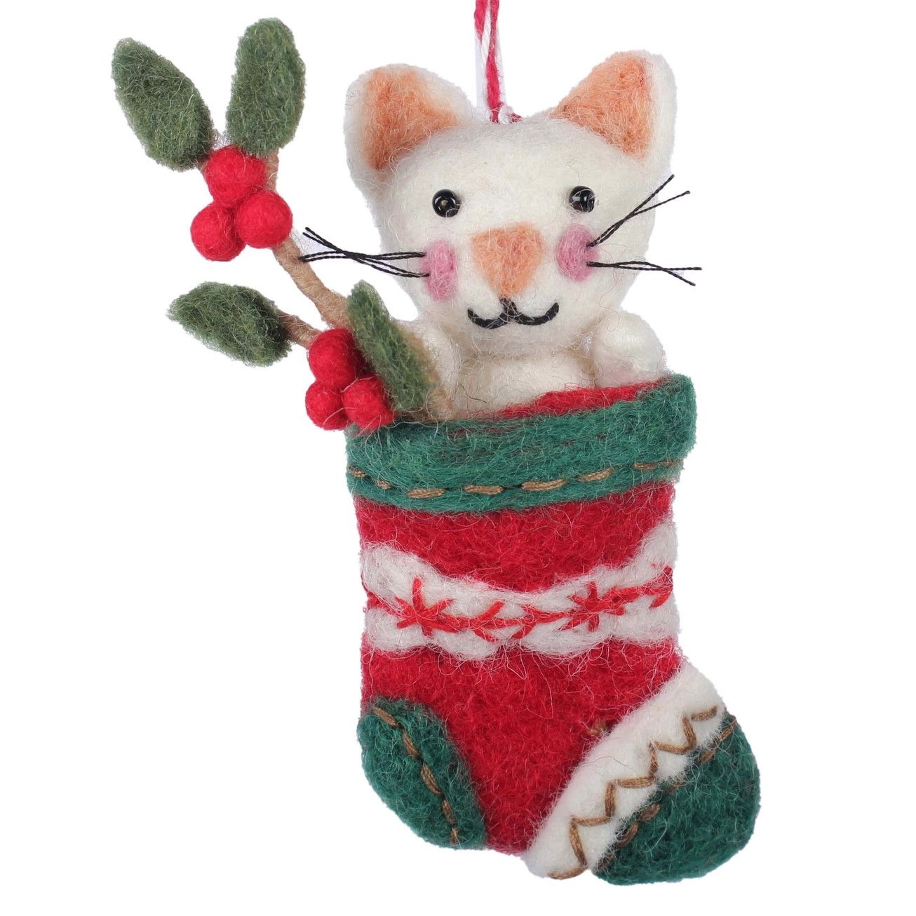 Stocking Cat Felt Ornament