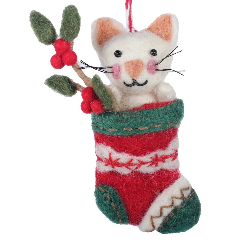 Stocking Cat Felt Ornament
