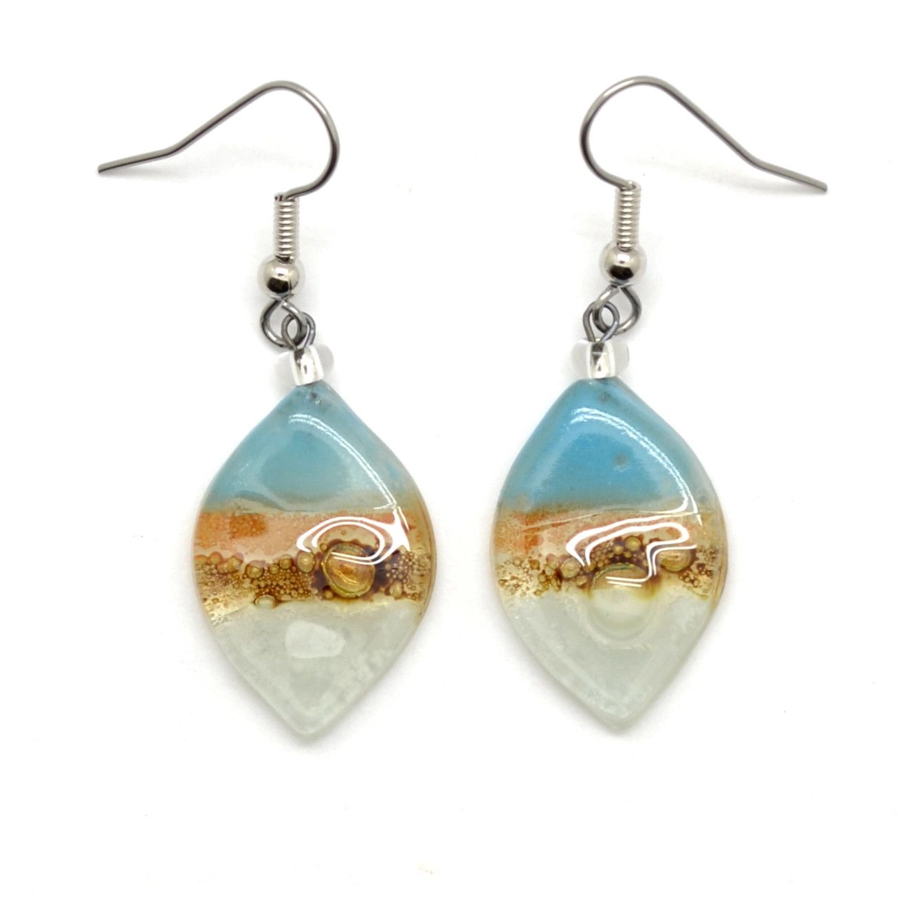 Almond Fused Glass Earrings