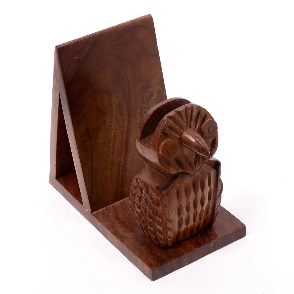 Rosewood Owl Book &amp; Glasses Stand