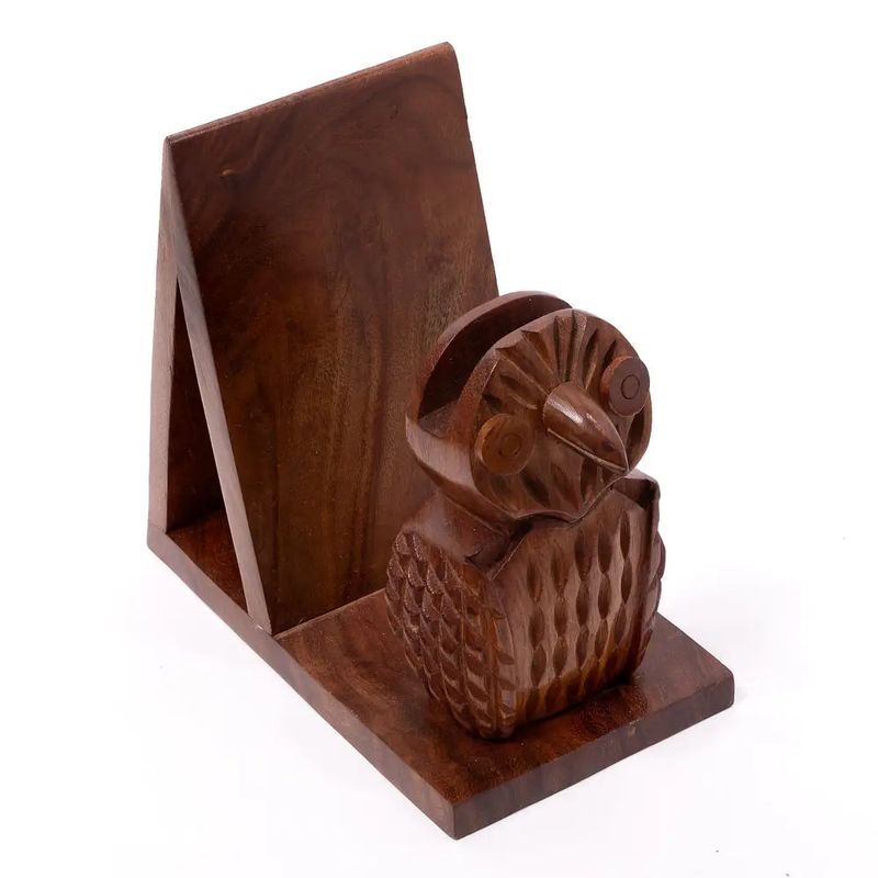 Rosewood Owl Book &amp; Glasses Stand