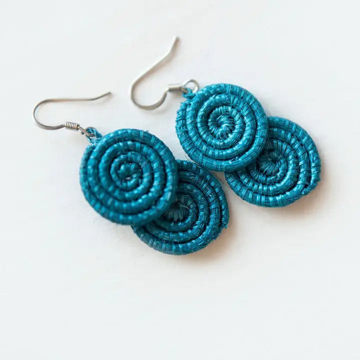 Basket Woven Kimwe Earrings Celestial Blue