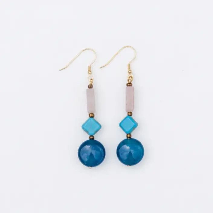Natural Stone Blue Moon Earrings