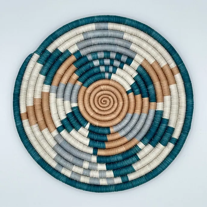 Diversiform Basket Woven Trivet Teal Blue