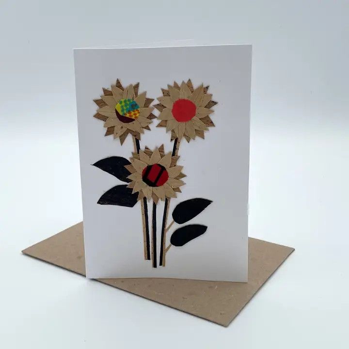 Kitenge &amp; Banana Fiber Card Sunflowers