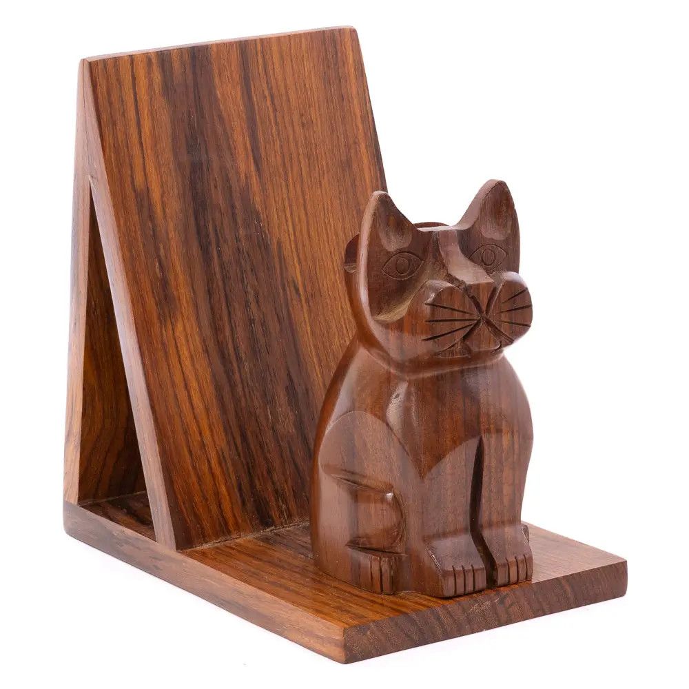 Rosewood Cat Book &amp; Glasses Stand