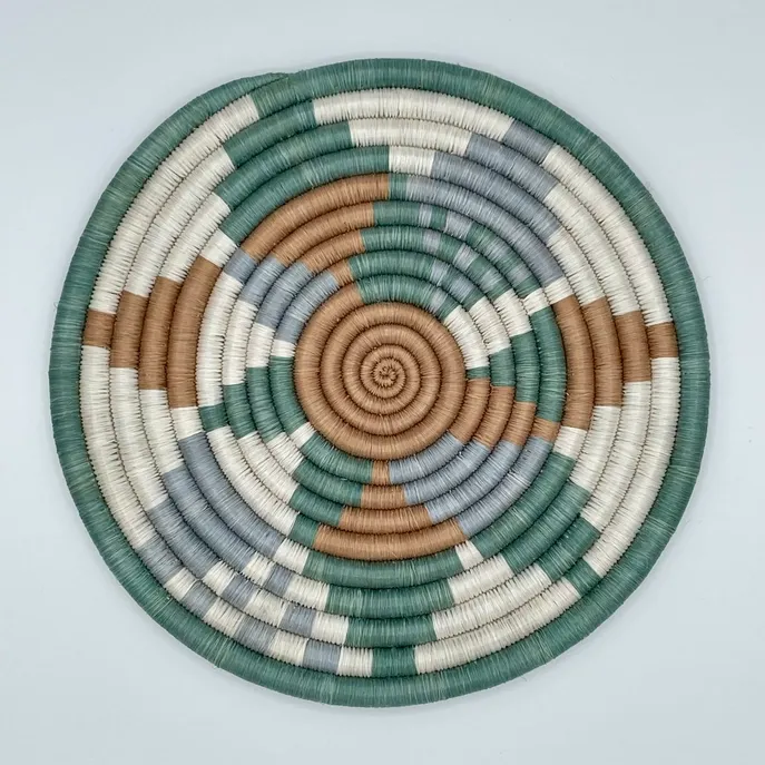 Diversiform Basket Woven Trivet Teal Green