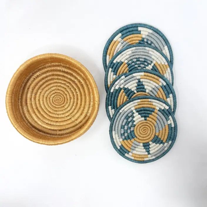 Diversiform Nested Basket Woven Coasters Set of Four
