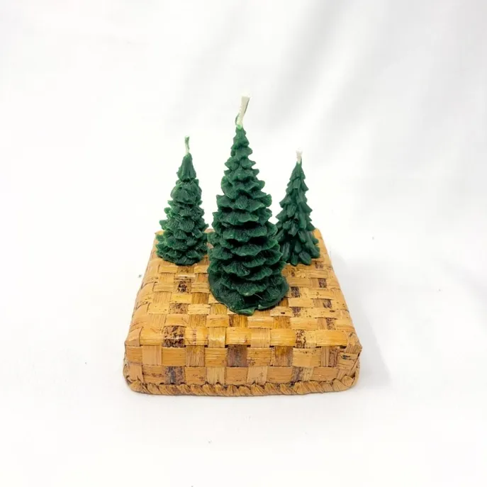 Pine Tree Beeswax Dipped Candles Set of Three