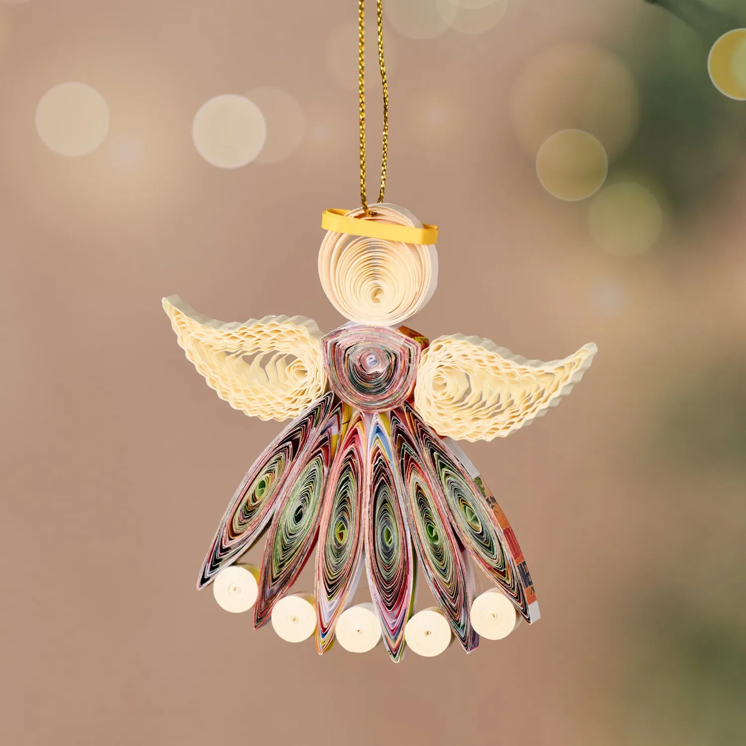 Recycled Paper Quilled Angel Ornament