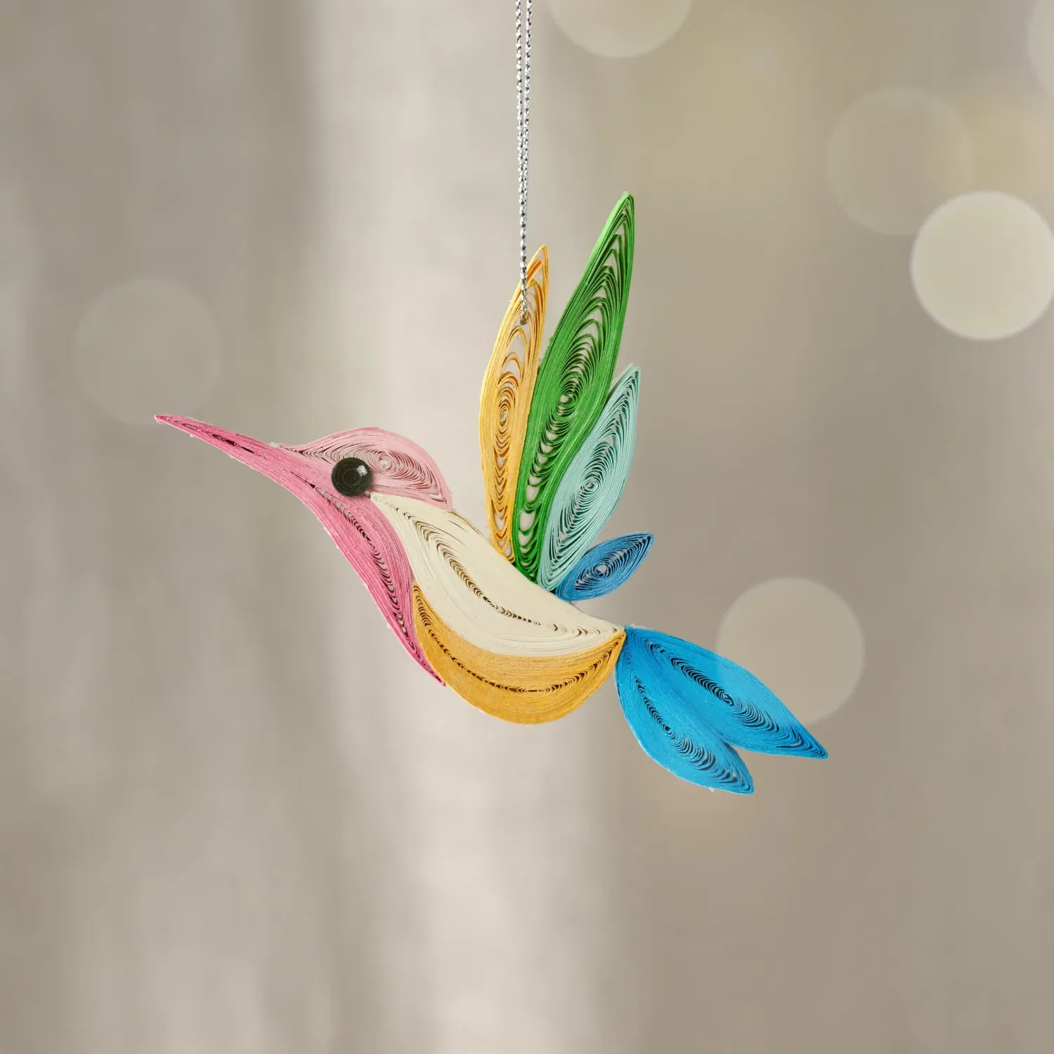 Colorful Quilled Hummingbird Ornament