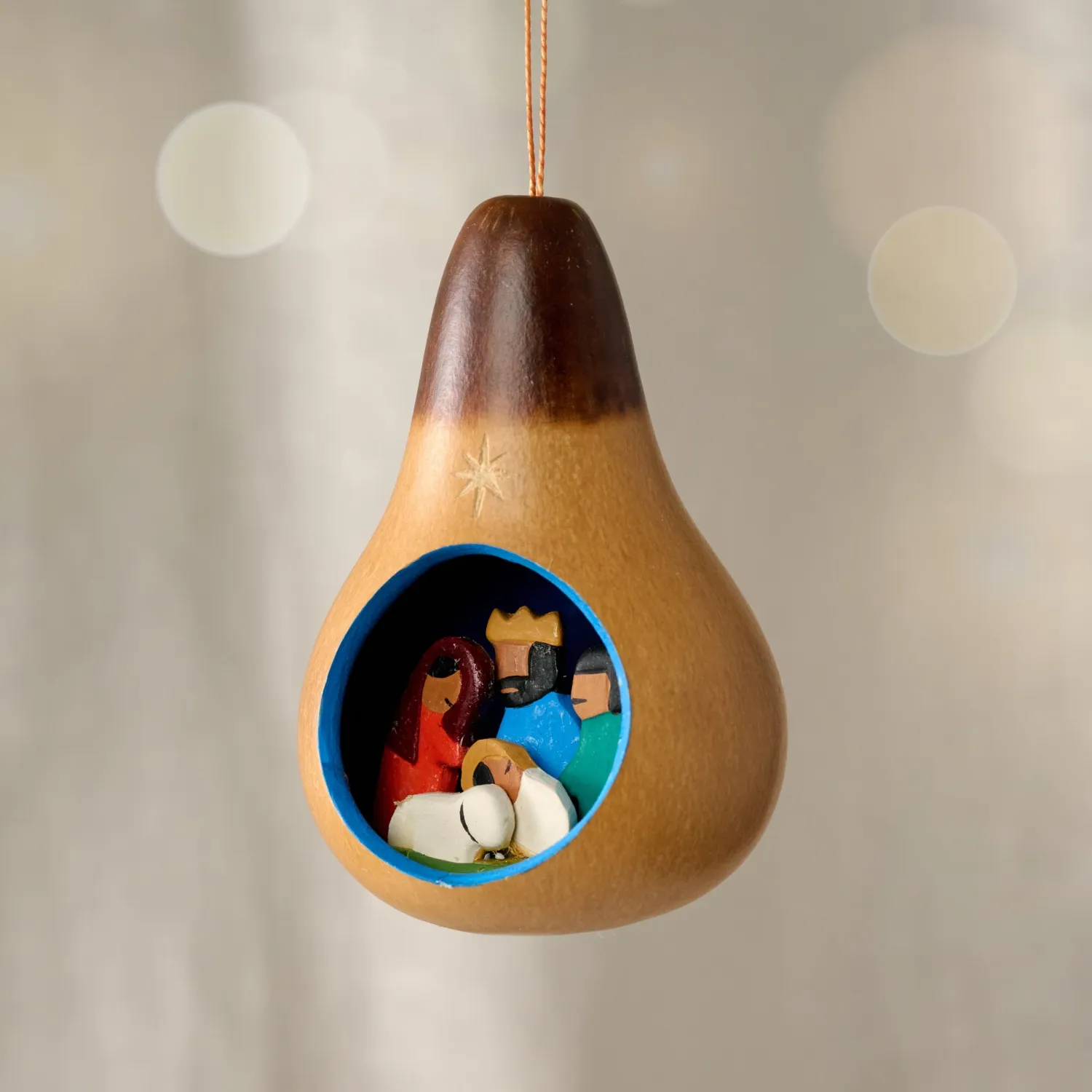 Modern Nativity Gourd Ornament